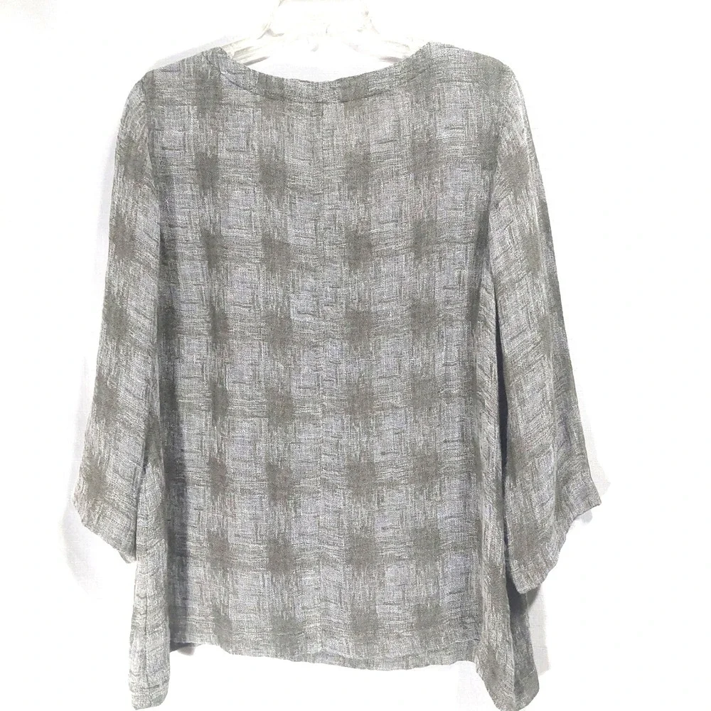 Purejill Womens Size Medium Linen Blend Blouse Popover 3/4 Sleeves Breathable - Picture 4 of 9